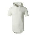 thumbnail image 1 of YLSDY Men's Ripped Hoodie Shirts Short Sleeve Hipster Hip Hop Round Hem Tees with Hood 2024 Summer Fashion Casual Pullover Blouses White S, 1 of 4