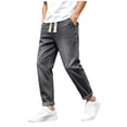 thumbnail image 1 of YLSDY Men's Roll Cuff Elastic Waist Jeans, Drawstring Design, Relaxed Fit Casual Daily Denim Pants Gray XXXL, 1 of 8