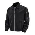 thumbnail image 1 of YLSDY Men's Fashion Flight Jacket Lightweight Zip Up Baseball Jacket Cotton Outdoor Windbreaker Solid Color Full Zip Stand Collar Long Sleeve Sport Black XXL, 1 of 4