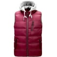thumbnail image 1 of YLSDY Men's Fashion Hooded Puffer Vest Winter Warm Sleeveless Jacket Lightweight Outerwear Wine XXL, 1 of 9