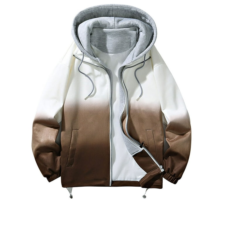 YLSDY Men s Rollbacks Ombre Hoodie Jacket Lightweight Zip Up Windbreaker Outdoor Sport Coat Gradient Long Sleeve Fashionable Stylish Comfortable