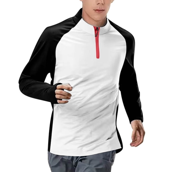 YLSDY Men's Running Shirt Long Sleeve Performance Quarter Zip Pullover Quick Dry Golf Workout Athletic Shirts UPF 50+ Sports Tops Black M