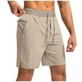thumbnail image 1 of YLSDY Men's Running Shorts with Zipper Pockets Side Slit Lightweight Quick Dry Basketball Gym Workout Athletic Shorts for Men Khaki M, 1 of 8