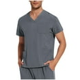 thumbnail image 1 of YLSDY Men’s Scrub Top Justin V-Neck Modern Fit with Chest & Sleeve Pocket, Easy Care Stretch Fabric Short Sleeve Shirts Dark Gray XXL, 1 of 9