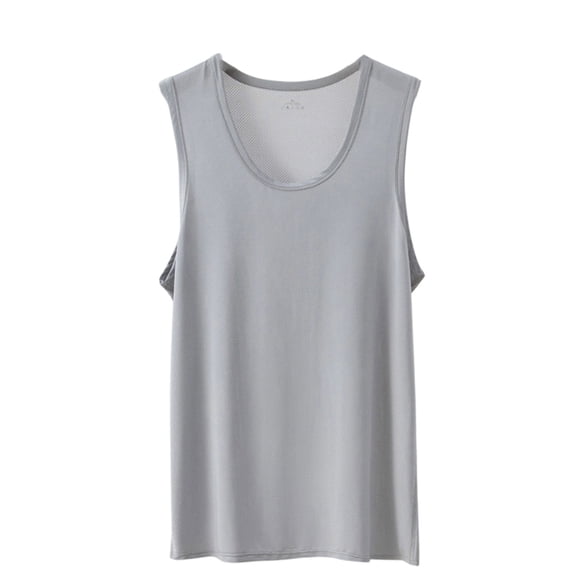 YLSDY Men's See-Through Mesh Sleeveless Tank, Lightweight Breathable Shirt for Summer and Beachwear Gray L