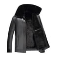 thumbnail image 1 of YLSDY Men's Sherpa Lined Leather Jacket Motorcycle Biker Trucker Lapel Collar Winter Warm Coats with Pockets Black XXXL, 1 of 4