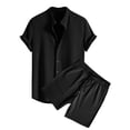 thumbnail image 1 of YLSDY Men's Short Sets Outfits, 2 Piece Matching Shirt and Shorts Set, Summer Tracksuit Muscle Button Down Athletic Suit Black XXL, 1 of 7