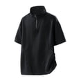 thumbnail image 1 of YLSDY Men's Short Sleeve Golf Shirt Pullover Windproof Water Resistant Wind Rain Shirts 1/4 Zip High Neck Fishing Shirt Black XL, 1 of 3