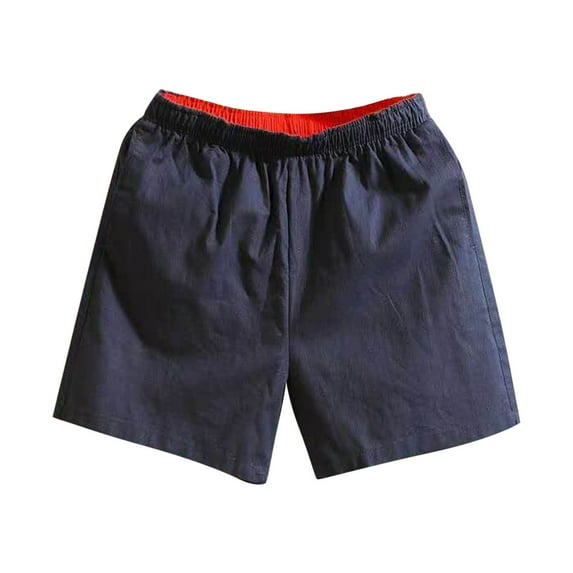 YLSDY Men's Shorts Summer Vacation Beach Male Short Pants Drawstring Vintage 2025 Cotton Shorts with Pockets Navy XXXXL