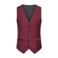 thumbnail image 1 of YLSDY Men's Single Breasted Buttons Pockets Chain Suit Vest for Wedding Party V-Neck Waistcoat Slim Fit Business Formal Dress Vest Wine M, 1 of 9