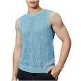 thumbnail image 1 of YLSDY Men's Sleeveless Relaxed Fit Lightweight Night Dance T-Shirts Hollow Out Knit Tank Tops Round Neck Sweater Loose Casual Hollow Out Knit Top, 1 of 6
