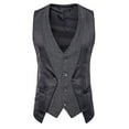 thumbnail image 1 of YLSDY Men's Slim Fit Casual Business Waistcoat V-Neck Herringbone Vest Steampunk Gothic Victorian Wedding Party with Welt Pockets Double Breasted Suit Vest Black S, 1 of 4