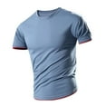 thumbnail image 1 of YLSDY Men's Slim Fit Crew Neck T-Shirt Short Sleeve Basic Tee Sports Running Quick Dry Top Blue M, 1 of 2