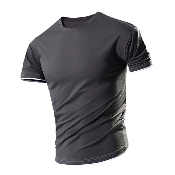 YLSDY Men's Slim Fit Crew Neck T-Shirt Short Sleeve Basic Tee Sports Running Quick Dry Top Dark Gray L