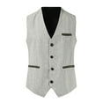thumbnail image 1 of YLSDY Men's Slim Fit Herringbone Tweed Suits Vest Premium Wool Blend Waistcoat Single Breasted Vest Tops Blouse Gray 8, 1 of 2