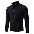 thumbnail image 1 of YLSDY Men's Slim Fit Knit Cardigan - Stand Collar Solid Sweater Coat Casual Knitted Jacket Zip Up Fashion Sweater Black M, 1 of 2