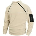 thumbnail image 1 of YLSDY Men's Slim Stand Collar Long Sleeve Pullover Tactical Fleece Warm Jacket Outdoors Sweaters Casual Sweatshirts Beige M, 1 of 8