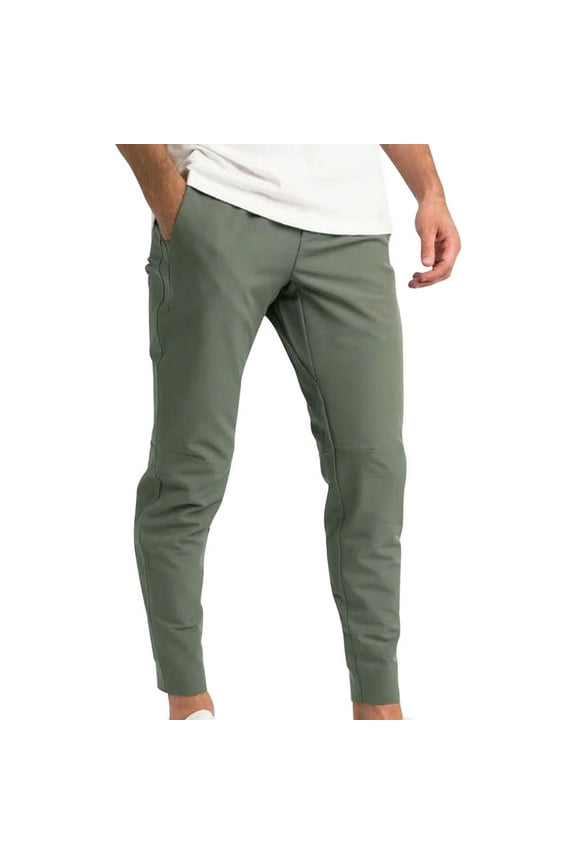 Men's Slim Tapered Stretchy Casual Pants Skinny Khaki Colored Pants Slim Fit Slacks Trousers Comfy Pockets Army Green S