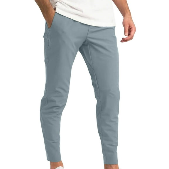 YLSDY Men's Slim Tapered Stretchy Casual Pants Skinny Khaki Colored Pants Slim Fit Slacks Trousers Comfy Pockets Light Blue M