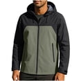 thumbnail image 1 of YLSDY Men's Softshell Jacket Raincoat with Hood Rain Jackets Lightweight Waterproof Windproof Windbreaker Trench Coat Army Green XL, 1 of 5