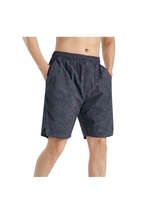 Men's Solid Breathable Quick Dry Shorts, Drawstring Elastic Waist, Athletic Sports Summer Shorts Dark Gray L