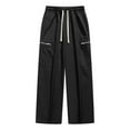 thumbnail image 1 of YLSDY Men's Solid Cargo Sweatpants Baggy Open Bottom Straight Leg Drawstring Joggers Casual Lounge Yoga Pants with Pockets Black XL, 1 of 7