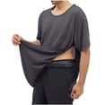 thumbnail image 1 of YLSDY Men's Solid Chest Pocket Post Surgery Top Snap Front Short Sleeve Adaptive Round Neck Shirt Dark Gray M, 1 of 9