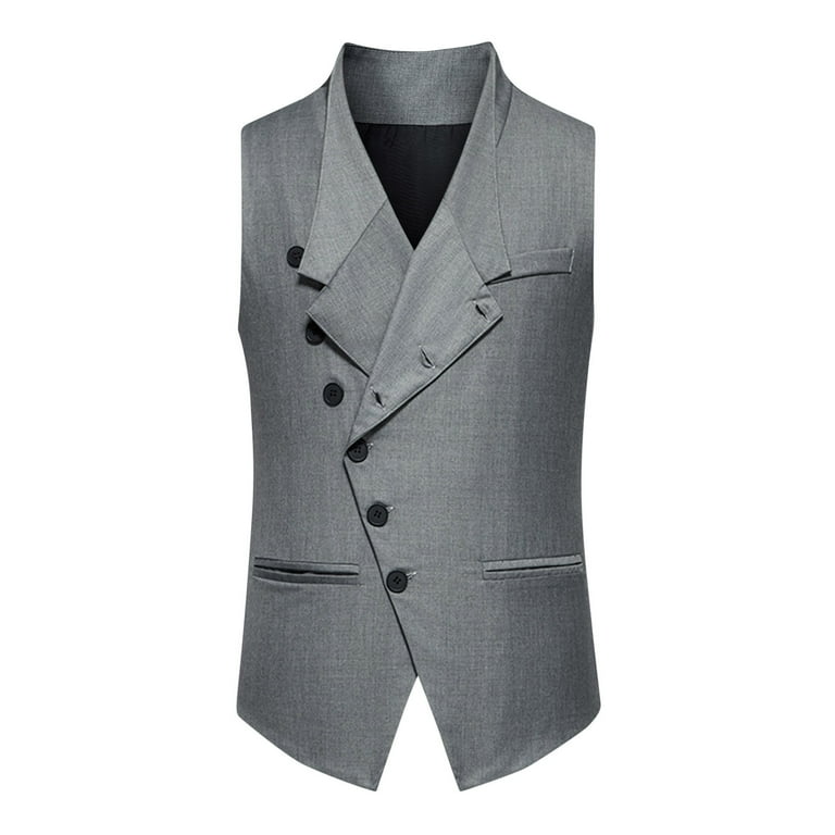 YLSDY Men's Solid Color Asymmetric Mock Neck Pocket Vest for