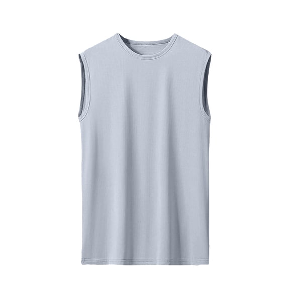 YLSDY Men's Solid Color Crew Neck Tank Top, Lightweight Basic Sleeveless Shirt for Everyday and Layering Gray XXL