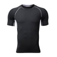 thumbnail image 1 of YLSDY Men's Solid Compression Crew Neck Short Sleeve T Shirt Quick Dry Athletic Training Top Gray XXXL, 1 of 5