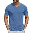 thumbnail image 1 of YLSDY Men's Solid T Shirts Short Sleeve Classic V Neck T-Shirt Casual Summer Basic Tee Shirt Trendy 2025 Tops Blue XXL, 1 of 6