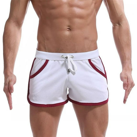 YLSDY Men's Sport Shorts with Slant Pockets Swimwear & Beachwear Slim Fit Joggers Sport Shorts Comfortable Breathable Lightweight Activities Pant White M