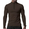 thumbnail image 1 of YLSDY Men's Sports Long Sleeve Compression Shirt Quick Dry Stand Collar Half Zip Slim Fit Baselayer Workout Tops Activewear Brown XXL, 1 of 8