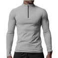 thumbnail image 1 of YLSDY Men's Sports Long Sleeve Compression Shirt Quick Dry Stand Collar Half Zip Slim Fit Baselayer Workout Tops Activewear Gray XL, 1 of 8