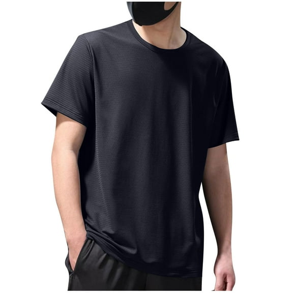 YLSDY Men's Sports T-Shirts Short Sleeve Crewneck Regular Cool Cotton T-Shirt with Pocket Casual Summer Streetwear Tops Black XXXL