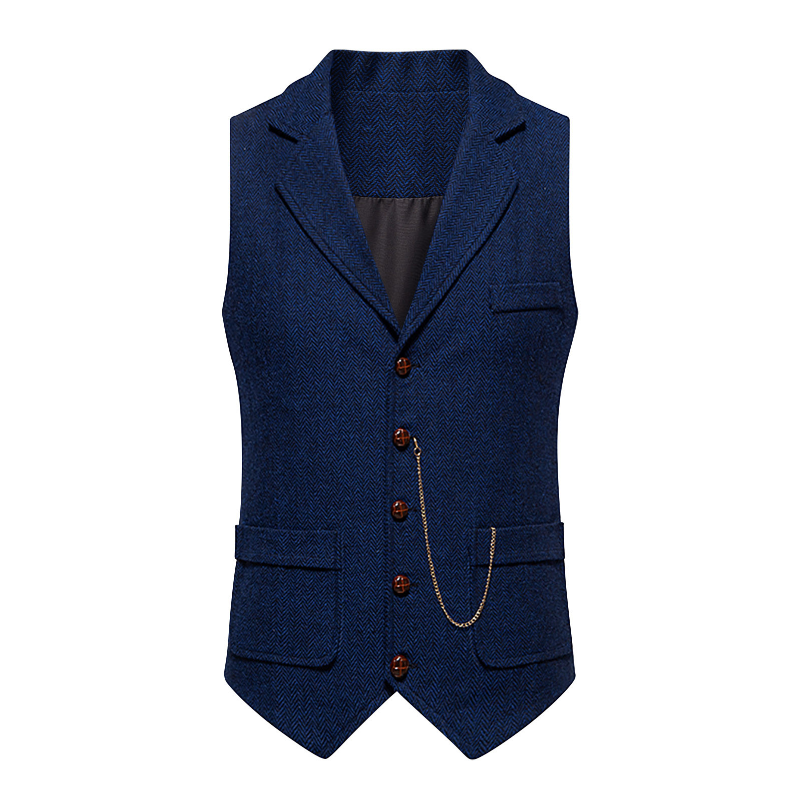 Gilet Uomo In Tweed A Spina Di Pesce – Modello Slim Fit Con Scollo A V – Per Matrimoni, Cerimonie E Abbigliamento Business – Colore Marrone, Taglia XXX-Large (3XL)