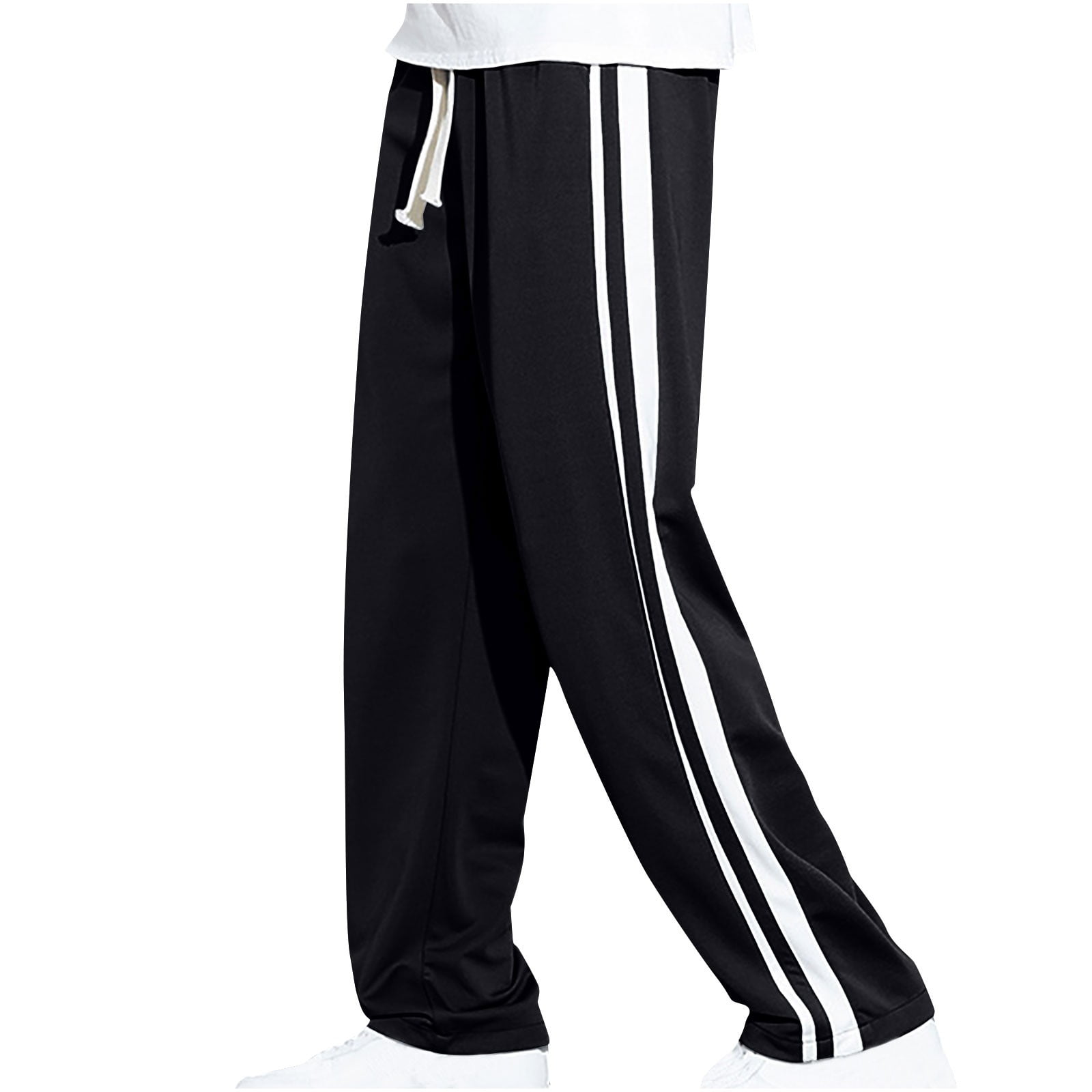 YLSDY Men's Straight Leg Pants with Side Stripe Drawstring