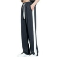 thumbnail image 1 of YLSDY Men's Straight Leg Sweatpants with Side Stripe Drawstring Elastic Waist Baggy Hip Hop Long Pants Trousers Joggers Sportswear Bottoms Dark Gray L, 1 of 7