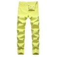thumbnail image 1 of YLSDY Men's Stretch Slim Fit Straight Red Jeans Classic Denim Pants Yellow M, 1 of 8