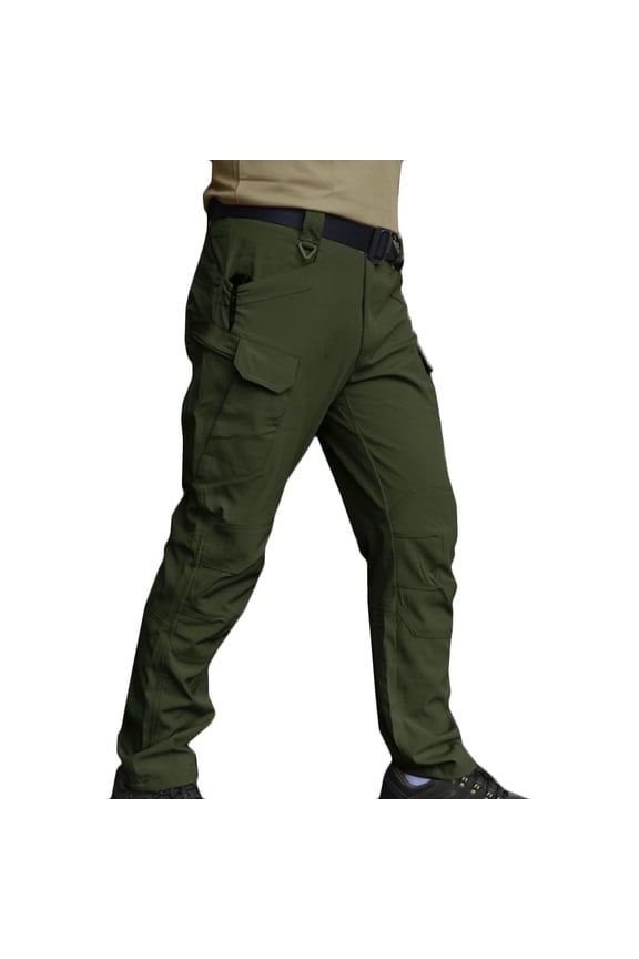 Men's Stretch Tactical Pants Water Resistant Ripstop Cargo Pants Outdoor Lightweight EDC Work Hiking Pants Army Green S