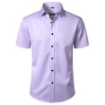 thumbnail image 1 of YLSDY Men's Stretch Wrinkle Free Dress Shirts Formal Wedding Prom Short Sleeve Slim Fit Button Down Shirt Watermelon Red S, 1 of 4