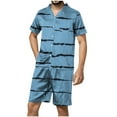 thumbnail image 1 of YLSDY Men's Striped Pajamas Shorts Sets Short Sleeve Button Down Silk Satin Pjs Sets Shirts Summer Sleepwear Loungewear Light Blue 4, 1 of 5