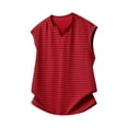thumbnail image 1 of YLSDY Men's Striped Sleeveless Tank Top, Casual V-Neck Shirt with Curved Hem for Summer Vacation Red XXXL, 1 of 4