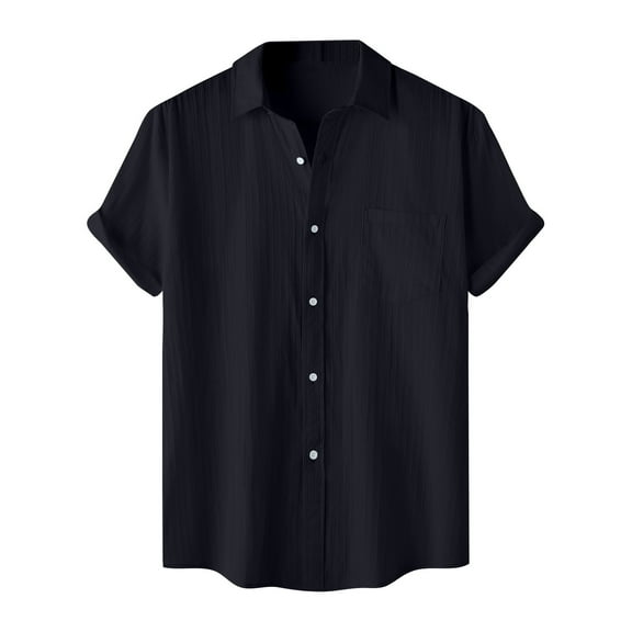 YLSDY Men's Stylish Stretch Wrinkle Free Short Sleeve Button Down Shirt Summer Casual Beach Vacation Button up Shirts Navy XXL