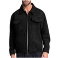 thumbnail image 1 of YLSDY Men's Suede Jacket Full Zipper Casual Trendy Stylish Jacket Lapel Collar Long Sleeve Outerwear with Multi Pockets Black XL, 1 of 7