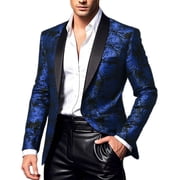 YLSDY Mens Suit Jacket One Button Sequin Long Sleeve Lapel Formal Wear Party Attire Stylish Blazer for Weddings and Special Occasions Blue XL