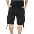 thumbnail image 1 of YLSDY Men's Summer Cargo Shorts Outdoor Travel Hiking Shorts with Drawstring Hem Solid Color Multi-Pockets Straight Baggy Bermuda Shorts Black XL, 1 of 9