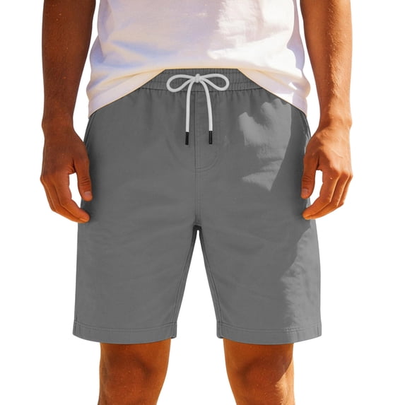YLSDY Men's Summer Elastic Drawstring Waist Straight Leg Athletic Shorts, Breathable Fabric Outdoor Casual Shorts with Pockets Gray S