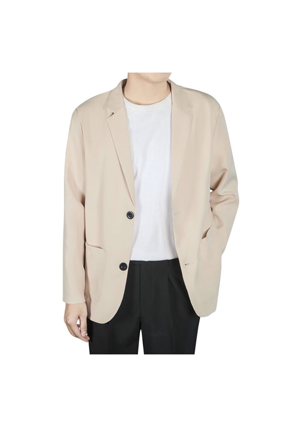 Men's Summer Ice Silk Cool Suit Jacket, Casual Lightweight Business Lapel Blazer Chinese Blazer Dress Business Coat Beige XL