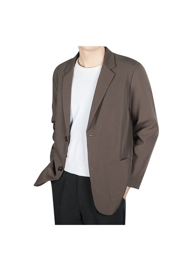 Men's Summer Ice Silk Cool Suit Jacket, Casual Lightweight Business Lapel Blazer Chinese Blazer Dress Business Coat Coffee XXXL